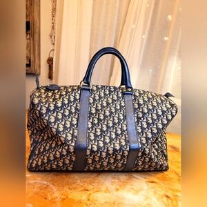 CHRISTIAN DIOR Monsieur Boston Monogram Coated Canvas Travel Duffel Bag